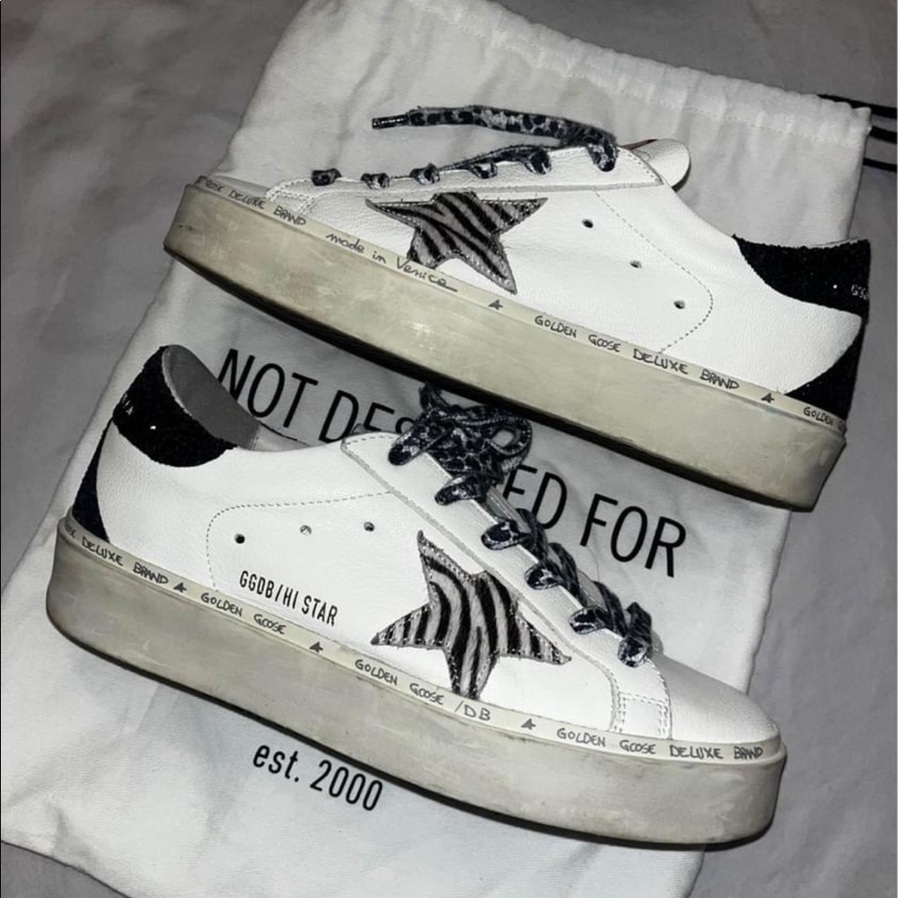 Golden Goose Zebra Glitter Hi Stars Size 38